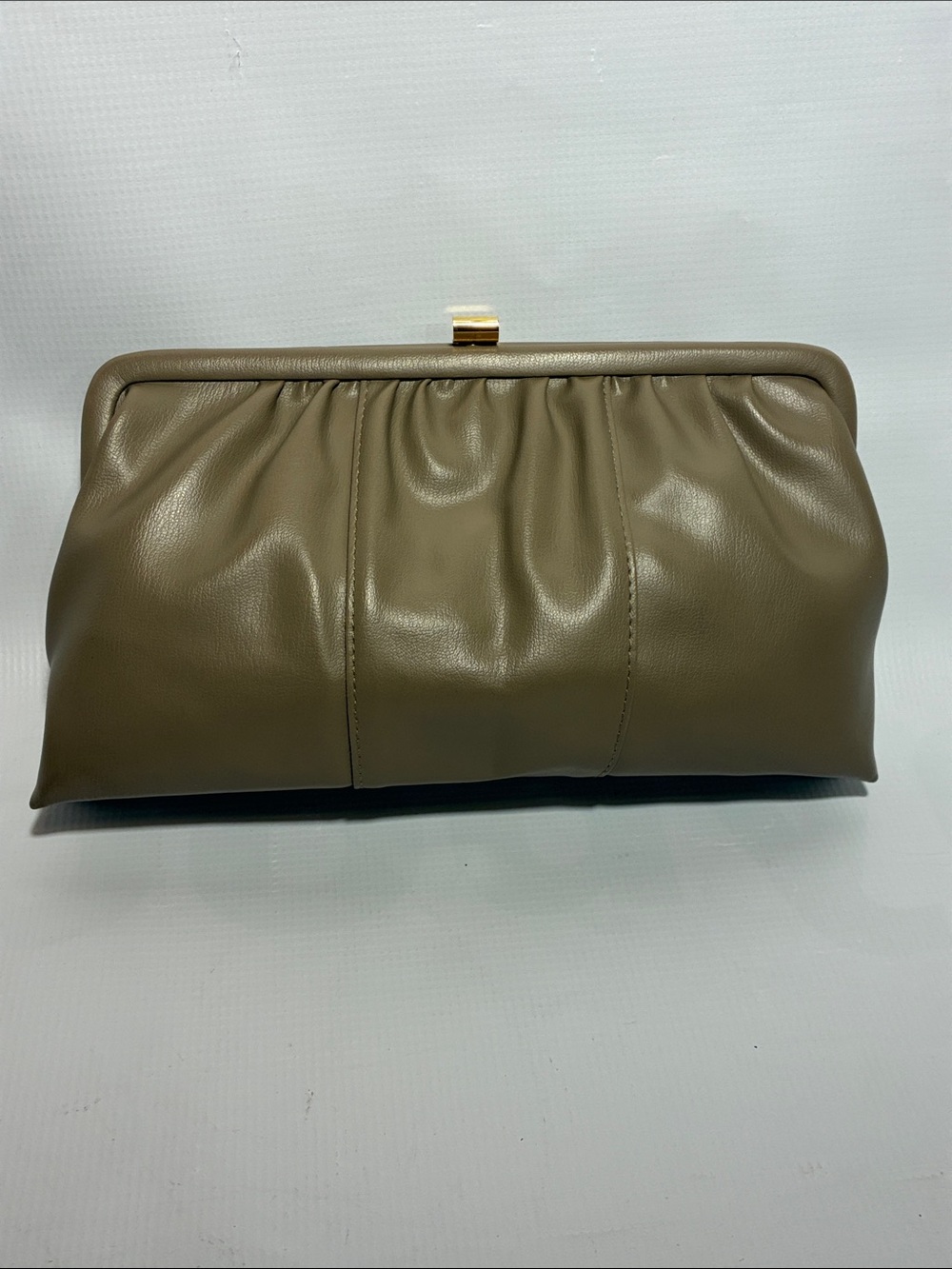 EUC Stylish Taupe Clutch Bag with Lipstick Mirror